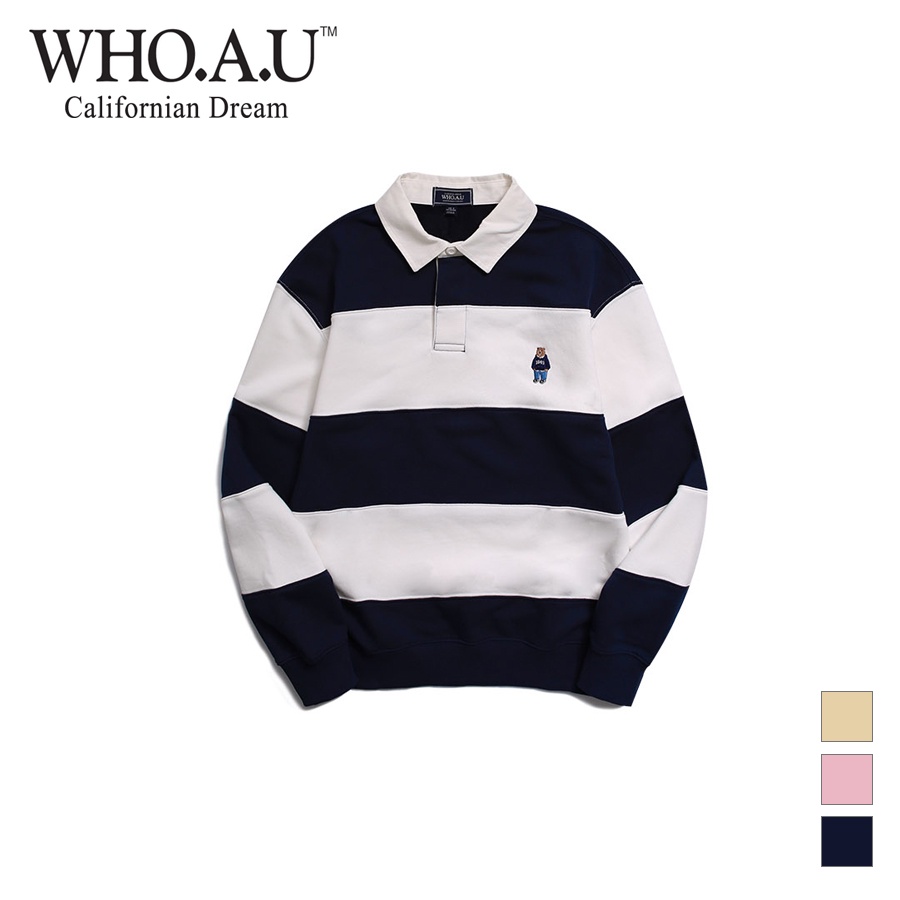 Áo Sweatshirt WHO.A.U WHMAD2223U Steve Rugby Color Matching Sweatshirt