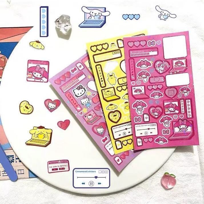 Miếng Dán Trang Trí Sổ Tay Hình Sanrio Kuromi Laser Dễ Thương