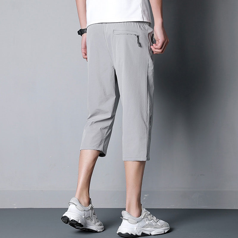 Quần Short Thể Thao Vải Lụa Lạnh Mỏng Dáng Rộng Nhanh Khô Thời Trang Mùa Hè Cho Nam