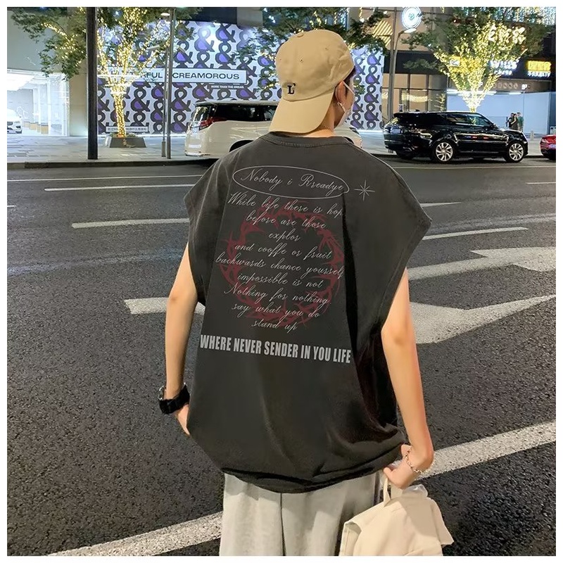 Áo Thun Ba Lỗ Mùa Hè Dáng Suông In Họa Tiết Màu Tương Phản Cổ Điển Có Kích Thước m-5xl Cho Nam Và Nữ