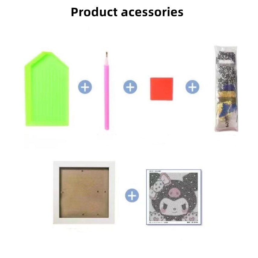 Bộ Tranh Đính Đá 5D Tự Làm Có Khung Dùng Trang Trí Phòng Khách / Phòng Ngủ / Phòng Ngủ / Làm Quà Tặng Cho Bé tranh đính đá kuromi