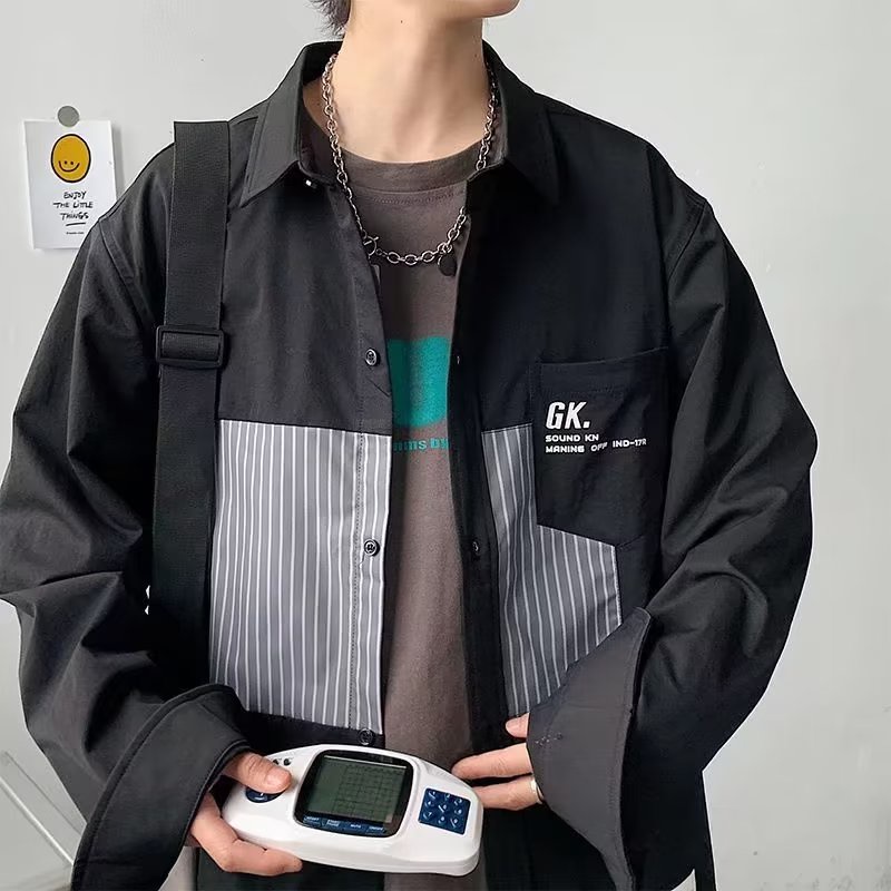 Áo Khoác Sơ Mi Tay Dài Dáng Rộng Thời Trang Xuân Thu Phong Cách Hàn Quốc Cho Nam