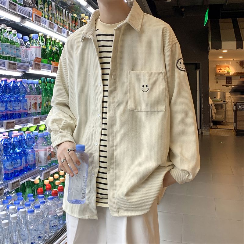 Áo Sơ Mi Tay Dài In Hình Mặt Cười Size Lớn