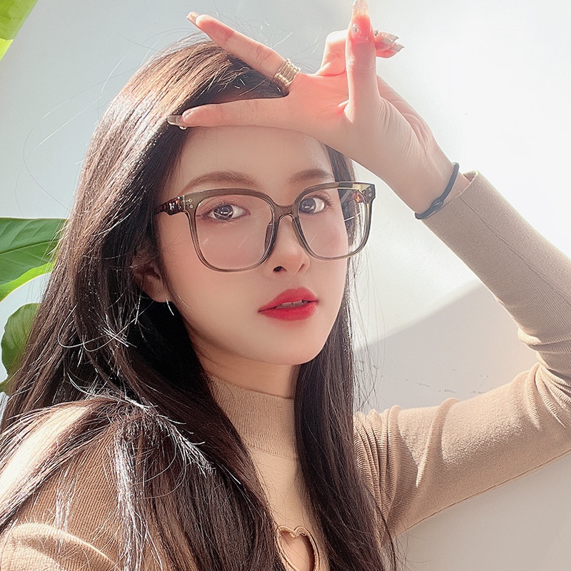 Mới Chống Ánh Sáng Xanh Mắt Kính Lưới Nữ Xu Hướng Màu Đỏ Lớn Gọng Vuông Gương Phẳng Thời Trang Nam Hợp Cận Thị Đã Hoàn T