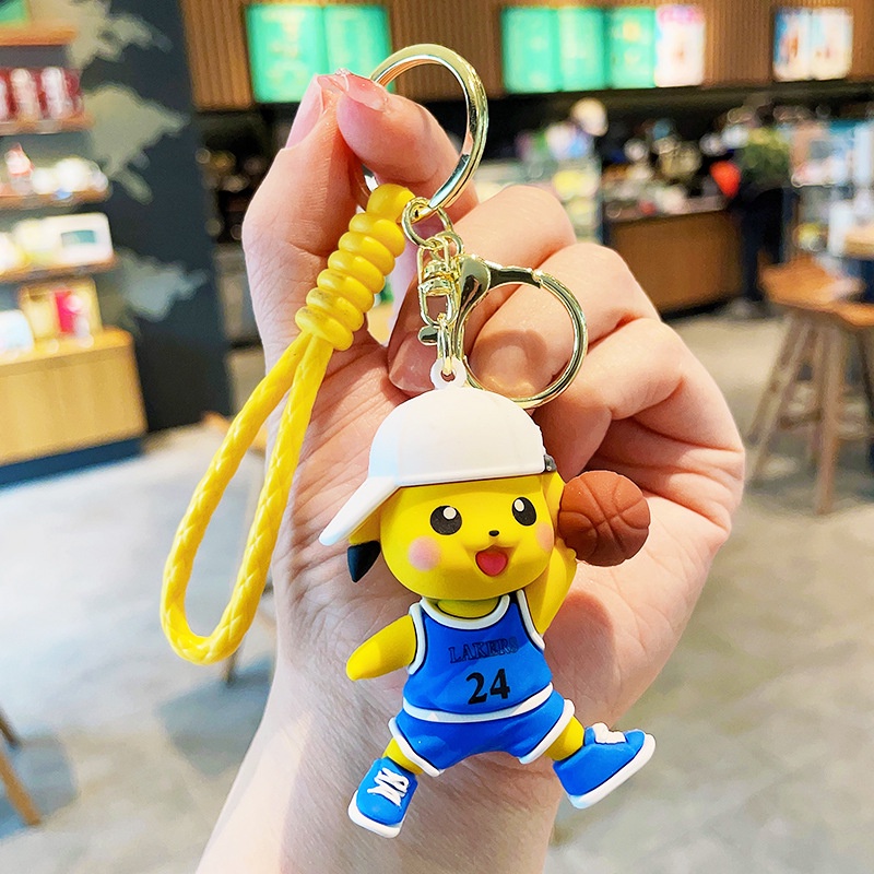 Móc Khóa PVC Hình Quả Bóng Trượt Hoạt Hình Pikachu Cho Nam Nữ