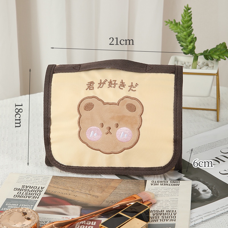 Túi Đựng Mỹ Phẩm Di Động Họa Tiết Hoạt Hình Xinh Xắn Gấp Gọn Tiện Dụng