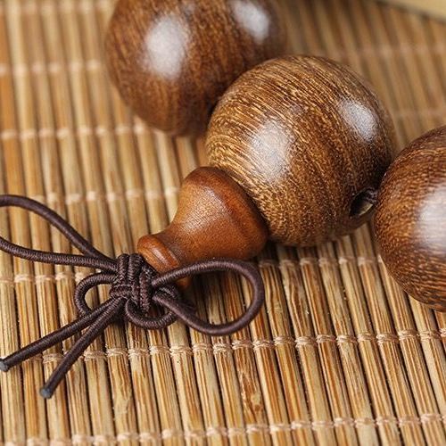 Vòng Tay Chuỗi Hạt Gỗ Đàn Hương 9T Màu Vàng Đồng Phong Cách Phật Giáo