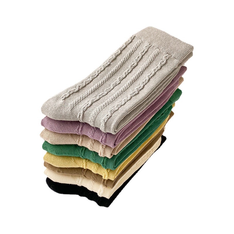 Vớ Kafu D804 Màu Đen / Trắng Phong Cách Preppy Thời Trang Thu Đông Cho Nữ