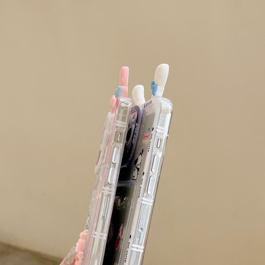 Ốp Điện Thoại Tpu Mềm Trong Suốt Hình Sanrio 3D Có Ngăn Đựng Thẻ Cho iPhone 14 13 12 11 Pro XR XS Max 7 8Plus