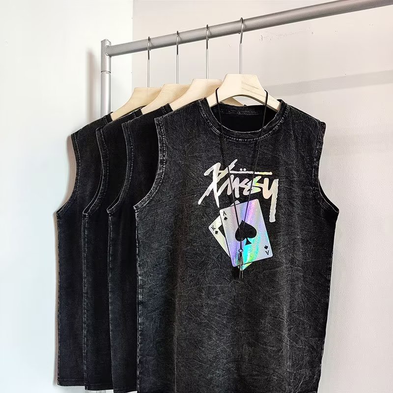 Áo Thun Ba Lỗ Mùa Hè Dáng Suông In Họa Tiết Màu Tương Phản Cổ Điển Có Kích Thước m-5xl Cho Nam Và Nữ