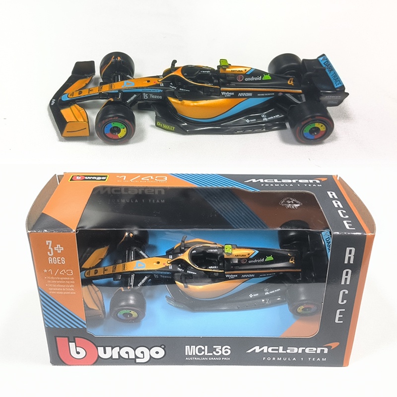 Bburago Xe 2022 F1 McLaren MCL36 Tỉ Lệ 1: 43 #4 Phụ Kiện Chuyên Dụng Dành Cho Lando Norriss #3Daniel Mô Hình Xe Đua Công Thức Ricciardo Bằng Hợp Kim