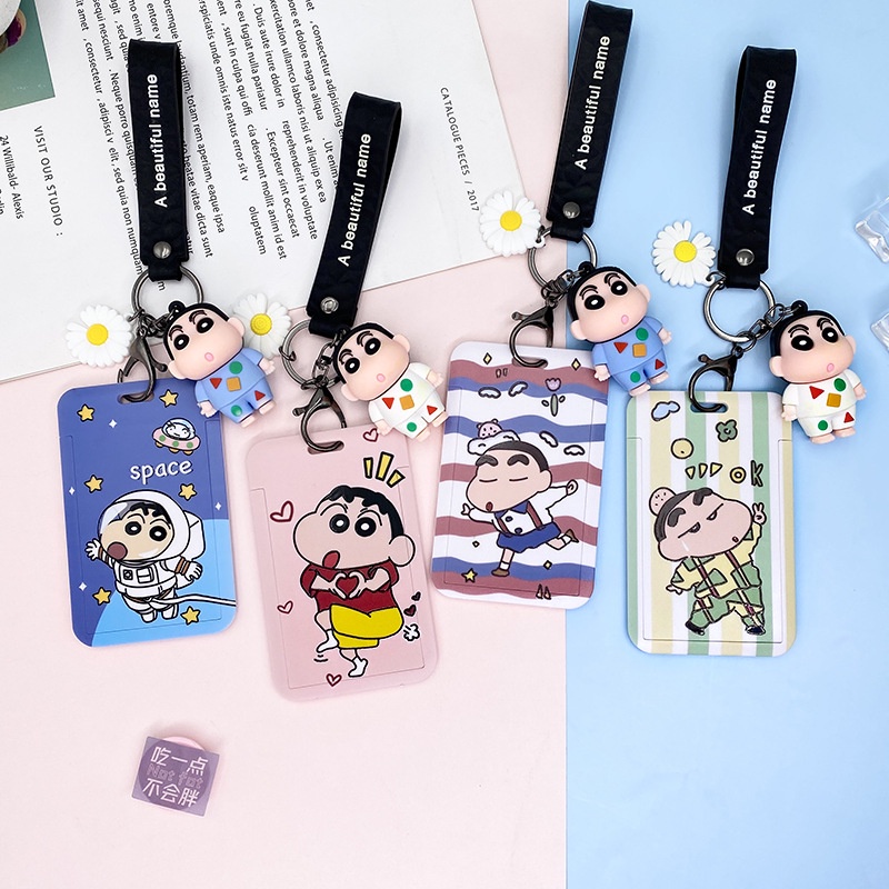 Giá Đỡ Thẻ Hoạt Hình Shin-Chan Trong Suốt Có Dây Đeo Điện Thoại / Thẻ / Tài Liệu Làm Việc Điều Khiển Truy Cập Thẻ Truy Cập / Búp Bê Cảm Ứng