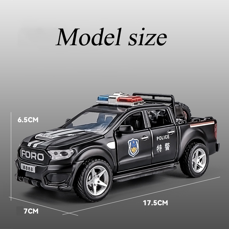 Mô Hình Xe Cảnh Sát Ford Raptor F350 Tỉ Lệ 1 / 32 Bằng Hợp Kim Kẽm Có Đèn Và Âm Thanh