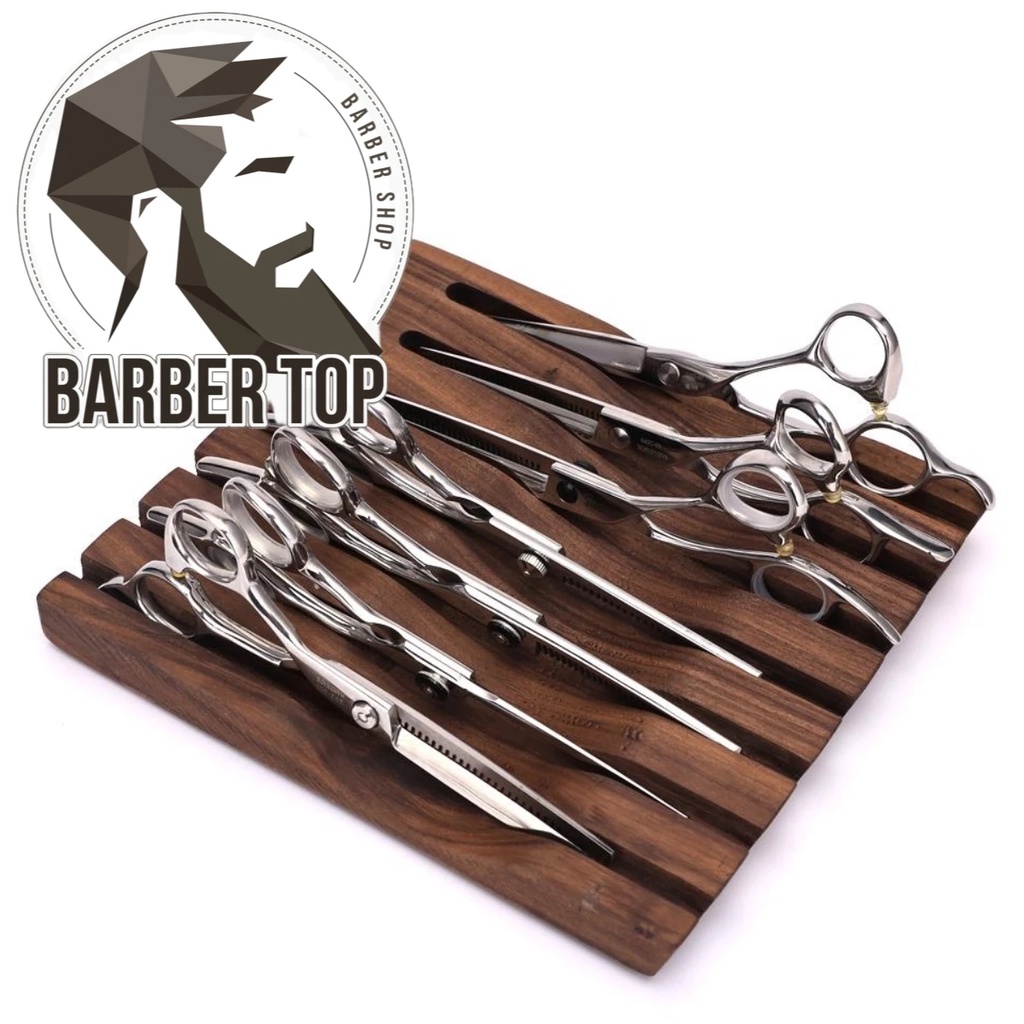 Spot 7 Card Wooden Scissors Display Rack Hairdressing Scissors Storage Tray Barbershop Razor Combs Organizer Salon Supplies