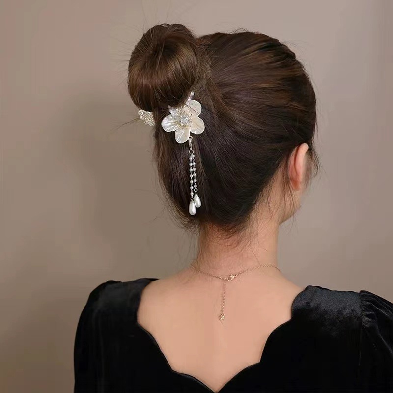 Kẹp tóc đuôi ngựa AIJOLEN hợp kim đính đá và hạt ngọc trai nhân tạo phong cách Hàn Quốc thời trang mới dành cho nữ