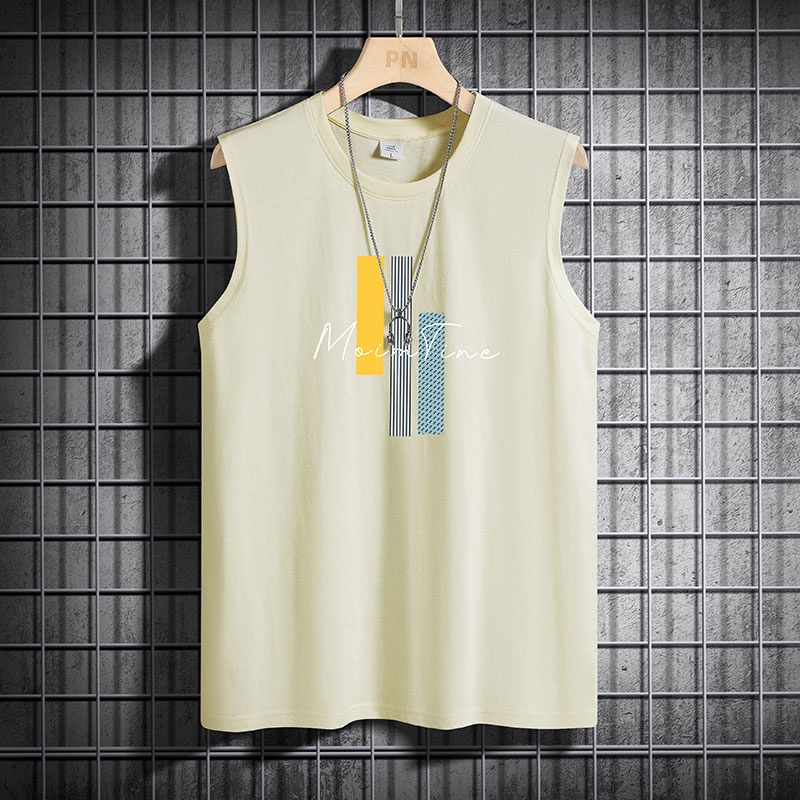 Áo Tank Top Thể Thao Sát Nách Cổ Tròn Thoáng Khí In Họa Tiết Trẻ Trung Phong Cách Hàn Quốc Cho Nam