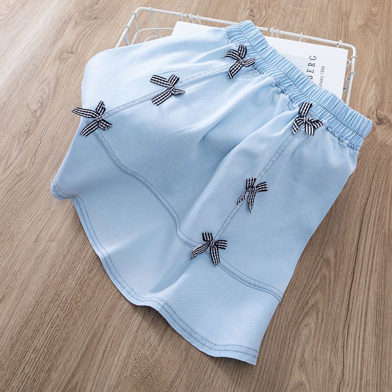 ~ 2023 Váy Denim Ngắn Siêu Mỏng Thoáng Khí Phong Cách Mới Cho Bé