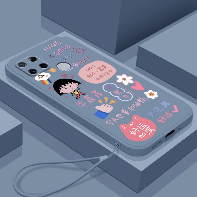 Ốp Điện Thoại Tpu In Hình Maruko + Dây Đeo Cho realme C15 realme C12 realme C25 realme C25S realme 7i realme C17