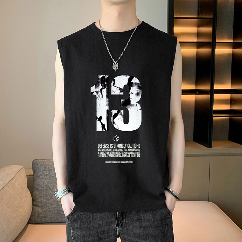 Áo Thun Ba Lỗ In Họa Tiết Kỹ Thuật Số Dáng Rộng Trẻ Trung Thời Trang Mùa Hè Cho Nam