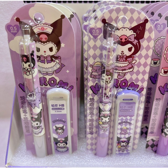 Bộ bút chì tự động nhỏ xinh kuromi HB được thiết kế đáng yêu gồm cả bút chì đen HB và bút chì màu đầy màu sắc là món quà thú vị cho học sinh