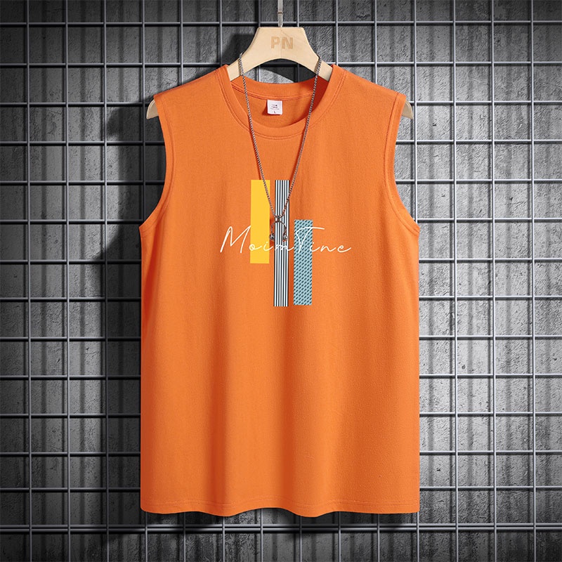 Áo Tank Top Thể Thao Sát Nách Cổ Tròn Thoáng Khí In Họa Tiết Trẻ Trung Phong Cách Hàn Quốc Cho Nam