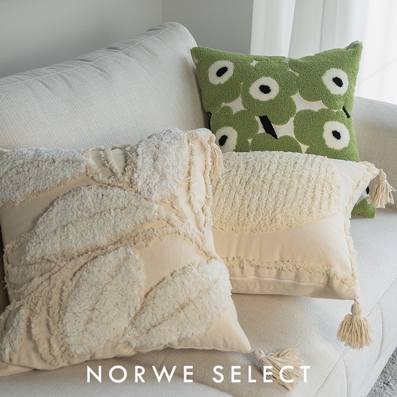 Gối bông Gối Nhỏ Màu Xanh Lá Cây Tươi Mát Vỏ Gối Cotton Linen Thêu Chần Bông Gối Sofa Phòng Khách Homestay Coffee Shop Đ