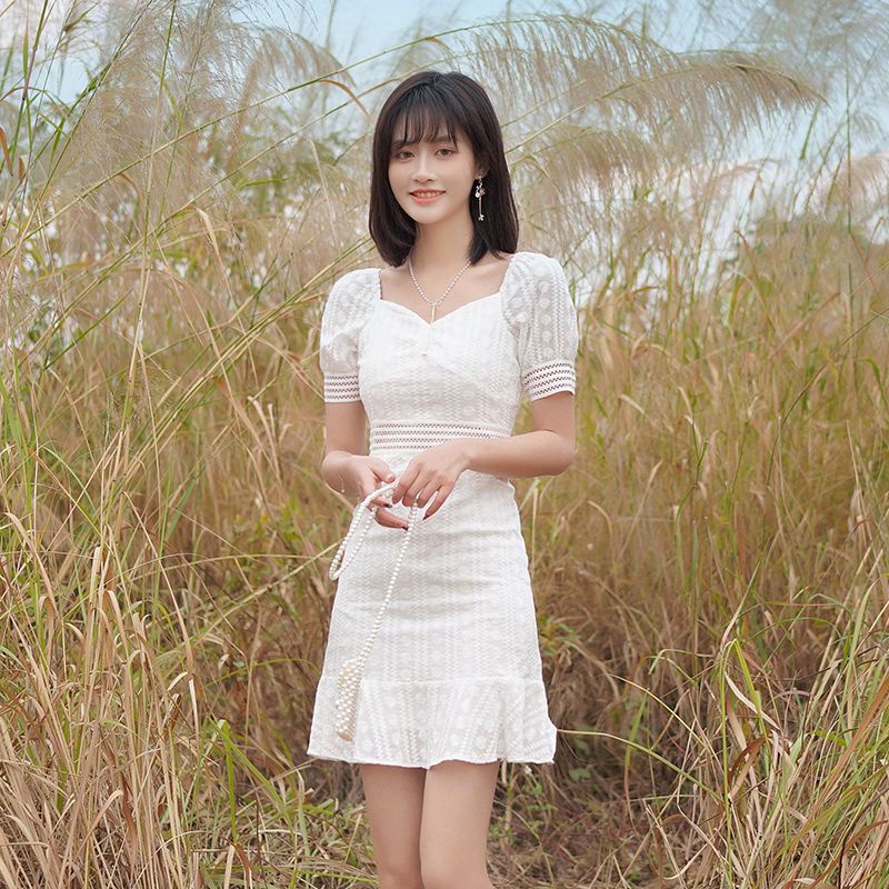 Đầm Hoa Tay Ngắn Phong Cách Pháp Thời Trang Mùa Hè Mới 2023