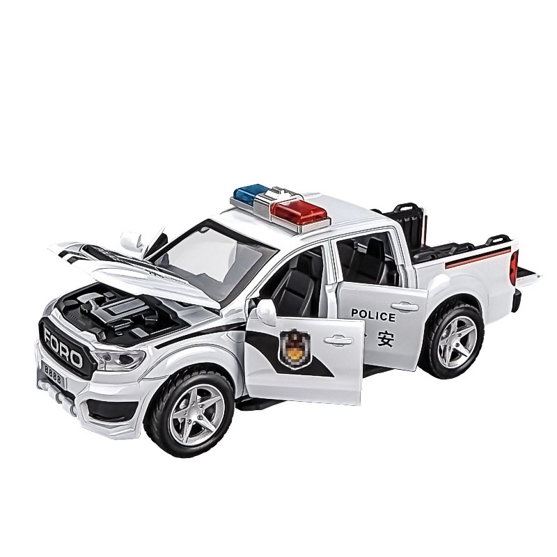 Mô Hình Xe Cảnh Sát Ford Raptor F350 Tỉ Lệ 1 / 32 Bằng Hợp Kim Kẽm Có Đèn Và Âm Thanh