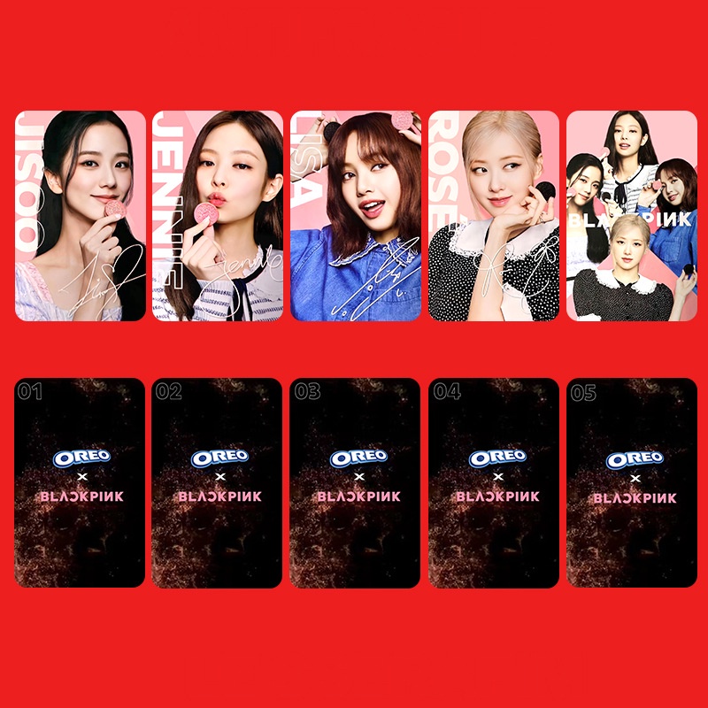5 Cái / bộ BP OREO Ad Photocards JENNIE JISOO LISA ROSE Lomo Cards BP Kpop Bưu Thiếp