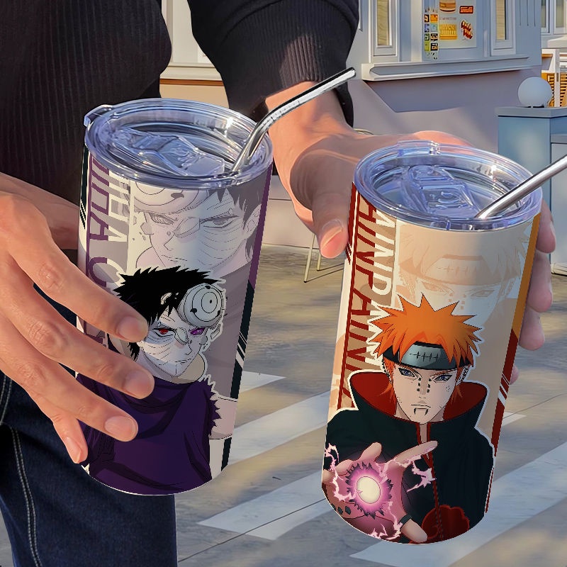 Bình Nước Giữ Nhiệt Bằng Thép Không Gỉ In Hình Anime Naruto Có Ống Hút Tiện Dụng Cho Nam Và Nữ
