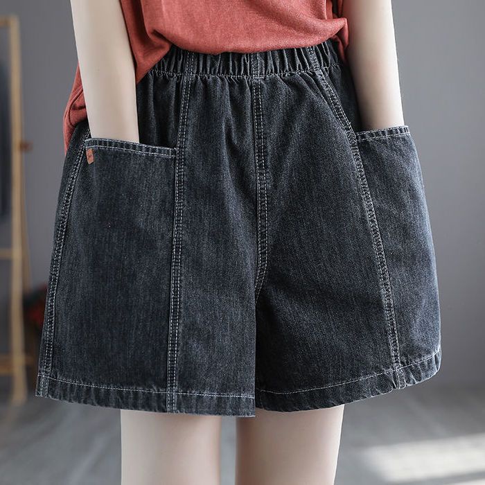 Quần Short Denim Dáng Rộng Phong Cách Hàn Quốc Thời Trang Mùa Hè Cho Nữ