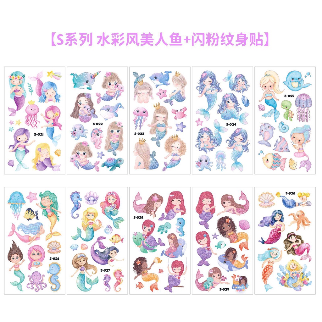 Set 10 / 12 / 16 Tấm Hình Xăm Dán Nhiều Kiểu Dáng Hoạt Hình Dễ Thương Cho Bé