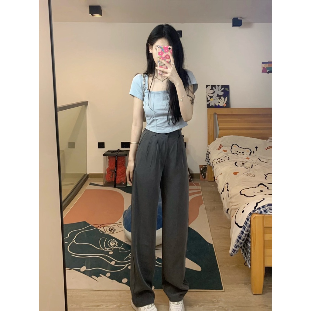 Áo Thun Ngắn Tay Cổ Vuông Dáng Ôm Thời Trang Mùa Hè Dành Cho Nữ