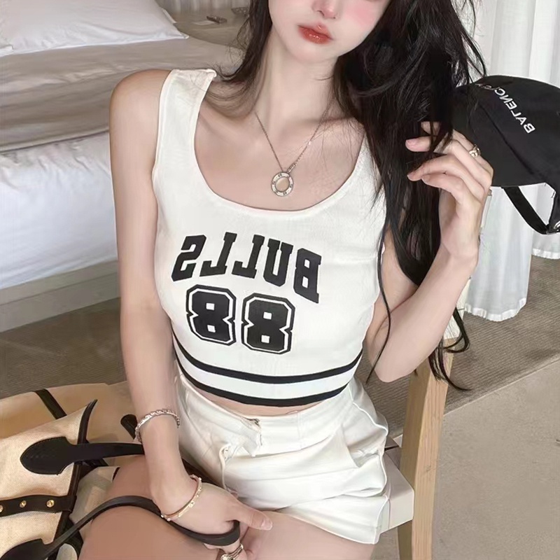 Áo Thun Thể Thao Không Tay In Chữ Có Đệm Ngực Phong Cách Hip Hop Thời Trang Xuân Hè Cho Nữ