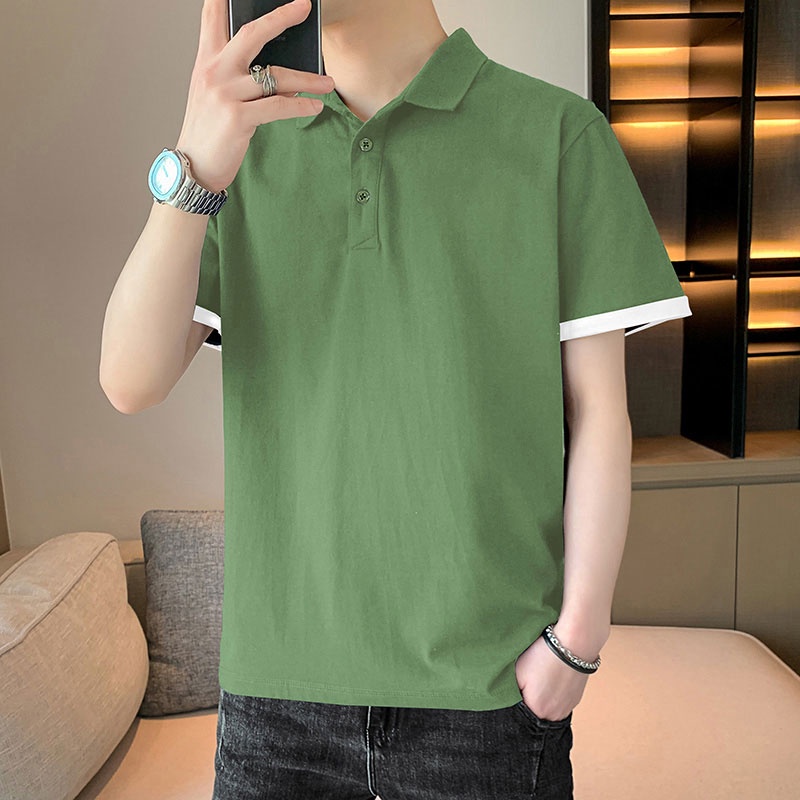 Áo polo Tay Ngắn Dáng Rộng Màu Trơn Phong Cách Hàn Quốc Thời Trang Mùa Hè Mới Cho Nam