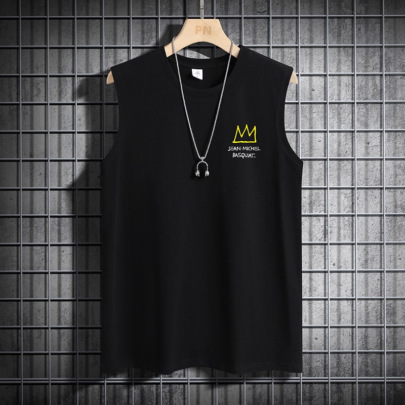 Áo Tank Top Cổ Tròn Dáng Rộng In Họa Tiết Thời Trang Mùa Hè Phong Cách Hàn Quốc Mới Cho Nam