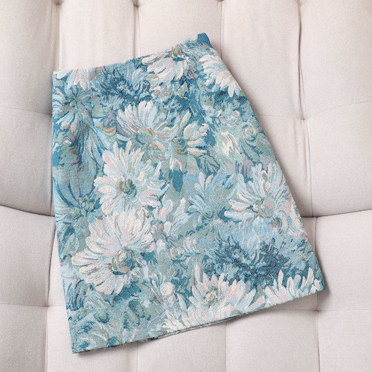 Chân Váy Hoa Lưng Cao Dáng Chữ A Xẻ Tà Thời Trang Xuân Thu Dành Cho Nữ