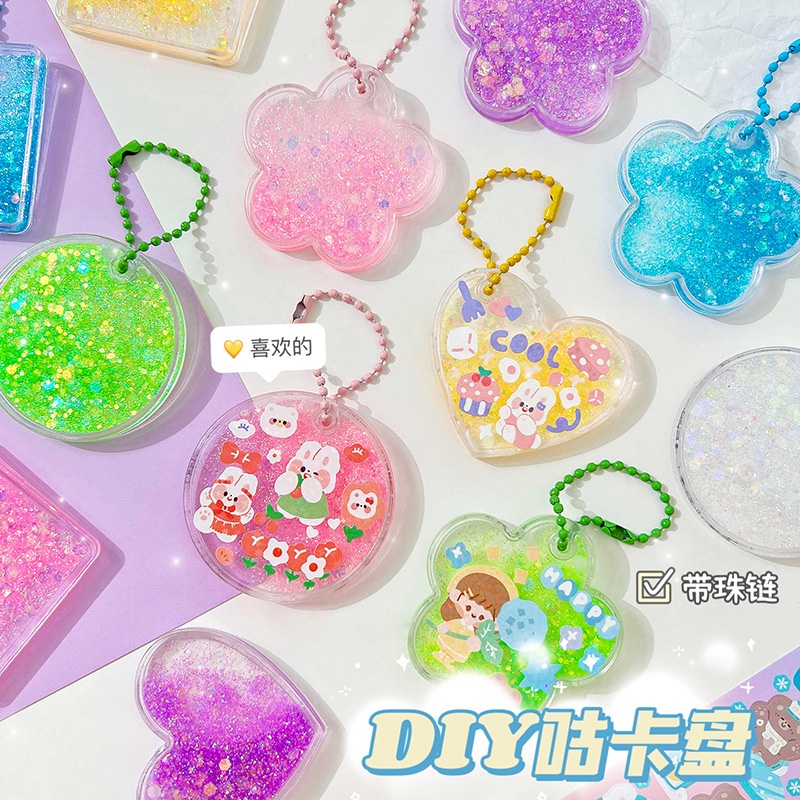 Móc Khóa Hình Viên Gạch Màu Trong Suốt Lấp Lánh DIY
