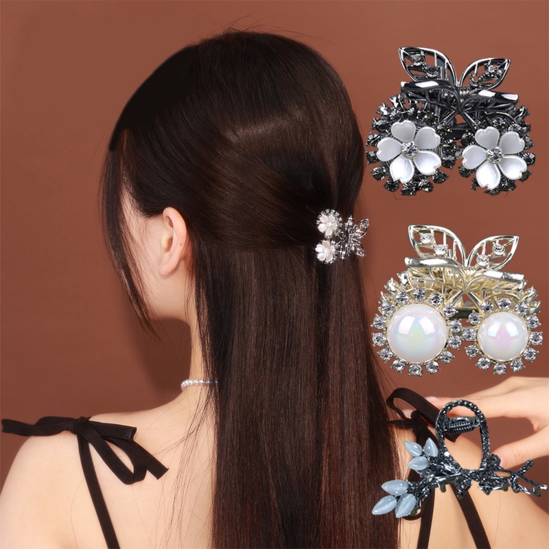 Kẹp Tóc Kim Loại Màu Đen Hình Quả Cherry Thời Trang Chất Lượng Cao