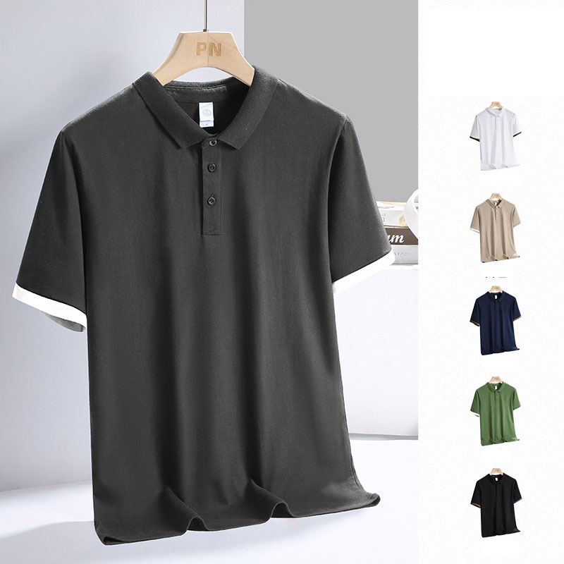 Áo polo Mỏng Tay Ngắn Màu Trơn Thời Trang Mùa Hè Cho Nam