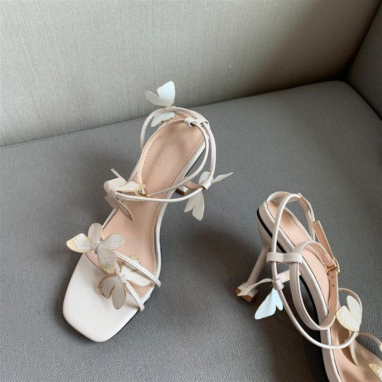 Giày Cao Gót Đế Bệt Phối Dây Hình Bướm Thời Trang Quyến Rũ