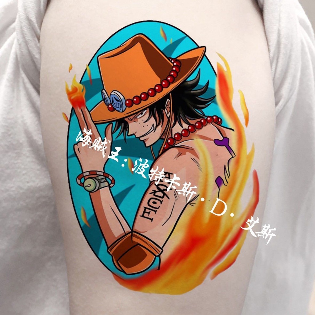Hình Xăm Dán Họa Tiết one piece luffy ace Cá Tính Chống Thấm Nước Và Mồ Hôi Lâu Trôi 4.7