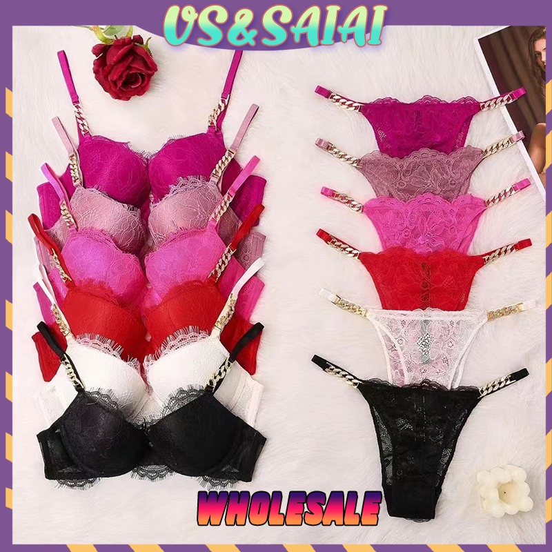 Victoria Secret Bộ Đồ Lót Đính Đá Lấp Lánh Nâng Ngực Không Đường May Thoáng Khí Cho Nữ