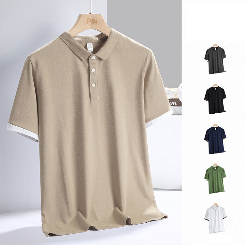 Áo polo Mỏng Tay Ngắn Màu Trơn Thời Trang Mùa Hè Cho Nam