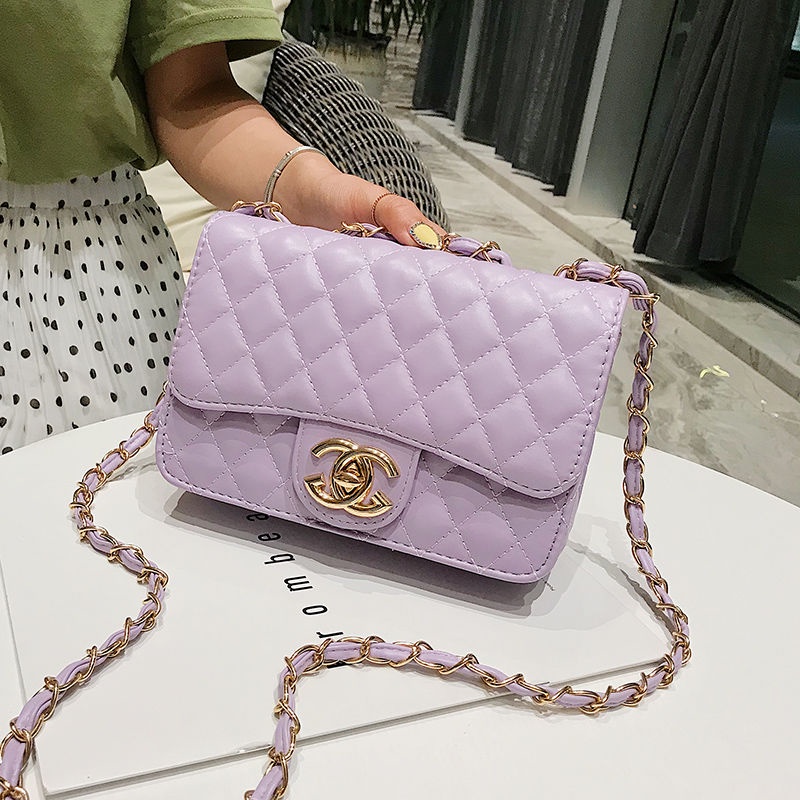 Túi Đeo Chéo Da Mềm Dáng Vuông Nhỏ Phối Dây Xích Thời Trang Cho Nữ