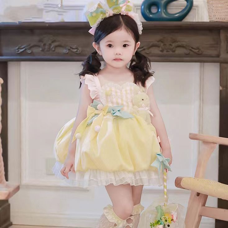 Đầm Công Chúa Lolita Mùa Hè Hai Dây Nhỏ Nhắn Phong Cách Mới Cao Cấp Cho Bé Gái Biểu Diễn Sinh Nhật Bốn Mùa