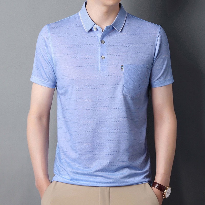 Áo polo Mỏng Tay Ngắn Màu Sắc Trơn Thời Trang Mùa Hè Cho Nam
