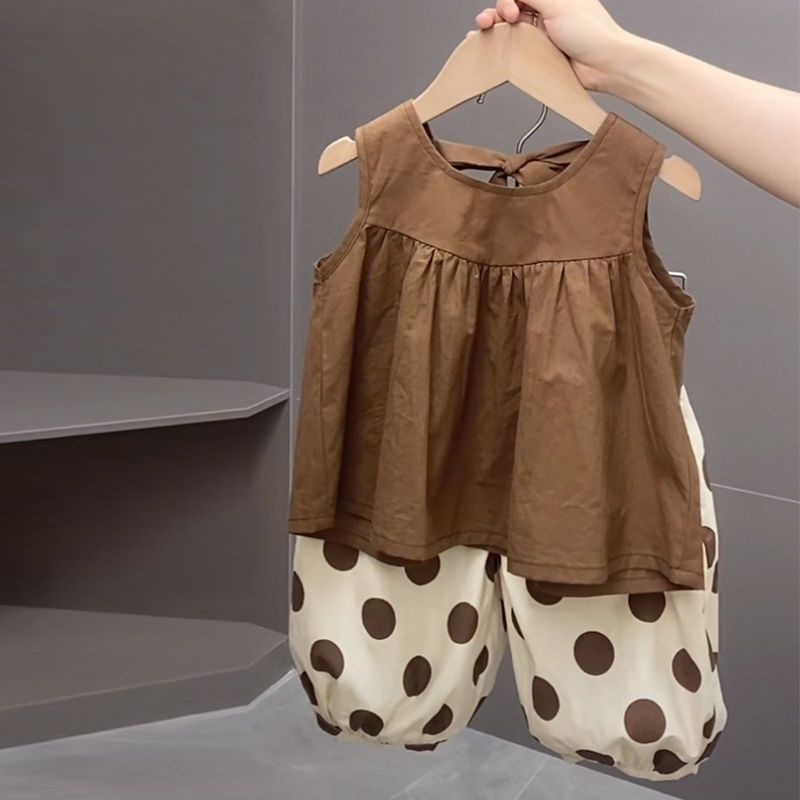 Đầm SáT NáCh + QuầN baggy ChấM Bi Cho Bé GáI