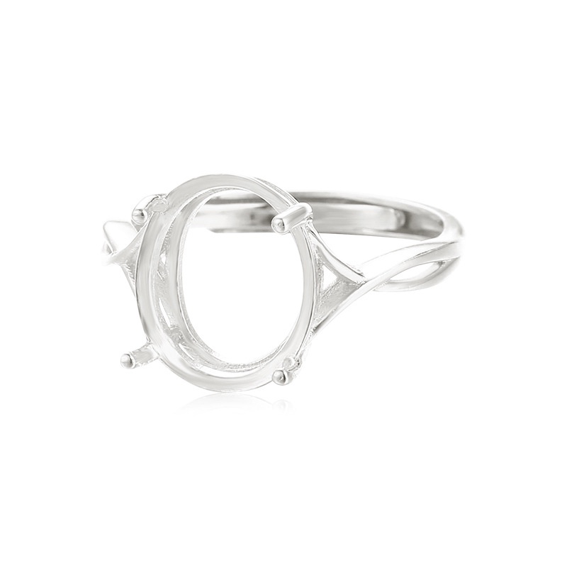 Nhẫn Hở Mạ Bạc 925 Hình oval Dát Sáp Ong Màu Trắng Vàng 18K
