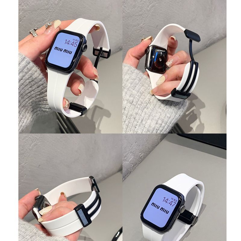 Dây Đeo Silicone Khóa Nam Châm Cho iWatch ultra 44mm 45mm 49mm 40mm 41mm 42mm 38mm 45 mm iWatch Series 7 8 se 6 5 3